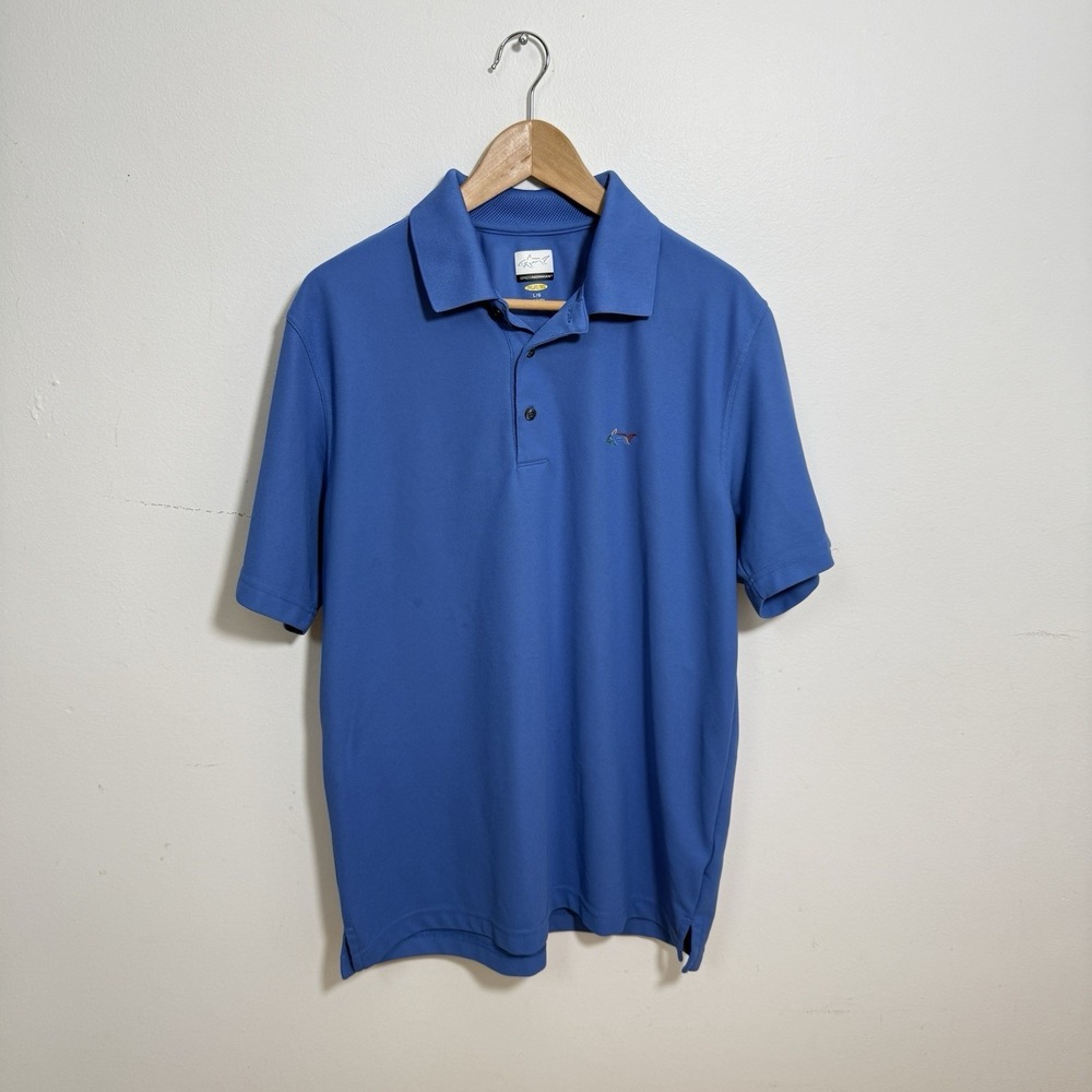 Greg Norman Polo Shirt Mens L Blue PlayDry Golf Performance‎ Stretch
